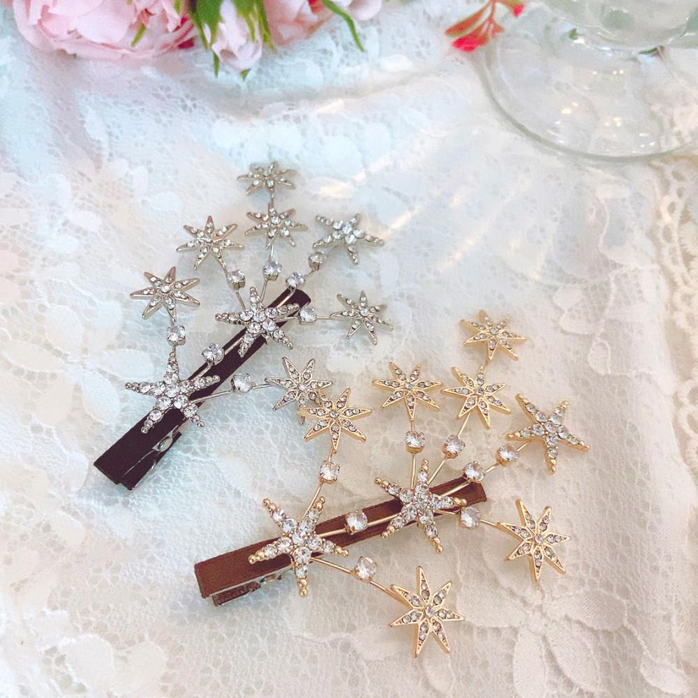 별빛따라 화려한 큐빅 헤어 머리 집게 핀