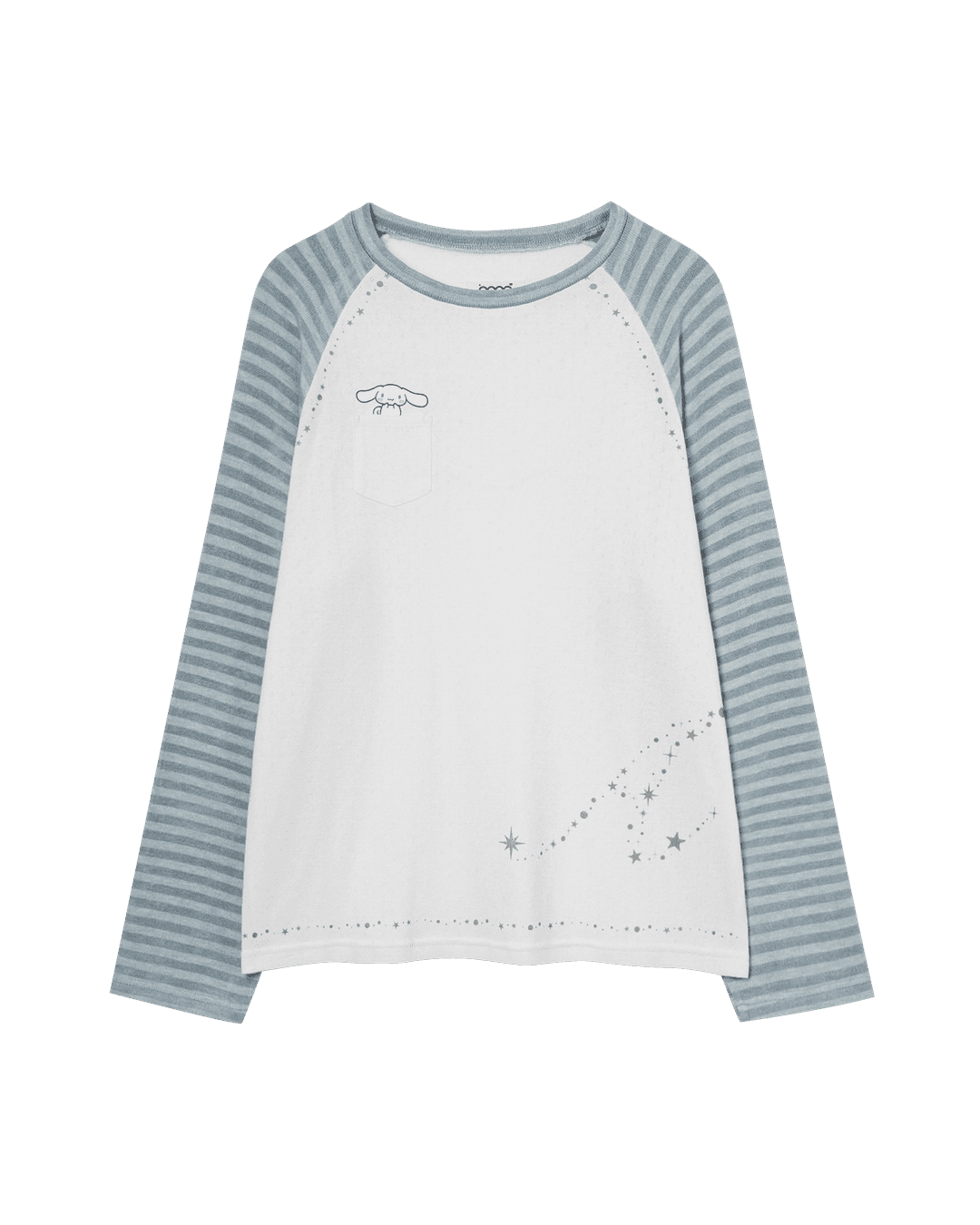 CINNAMOROLL STRIPE KNIT SLEEVE TEE [SKYBLUE]