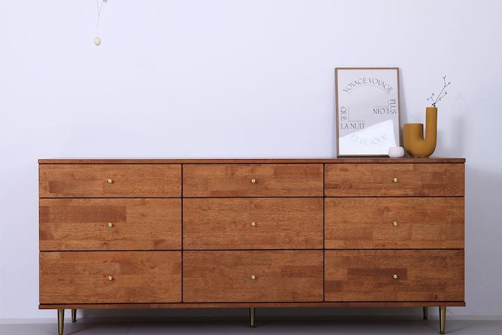 브라우니 골드 3단 와이드 원목 서랍장 1800