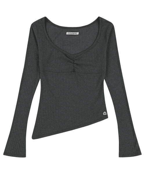 코이세이오(COYSEIO)  UNBALANCE SHIRRING TOP GREY - 사이즈 & 후기 | 무신사