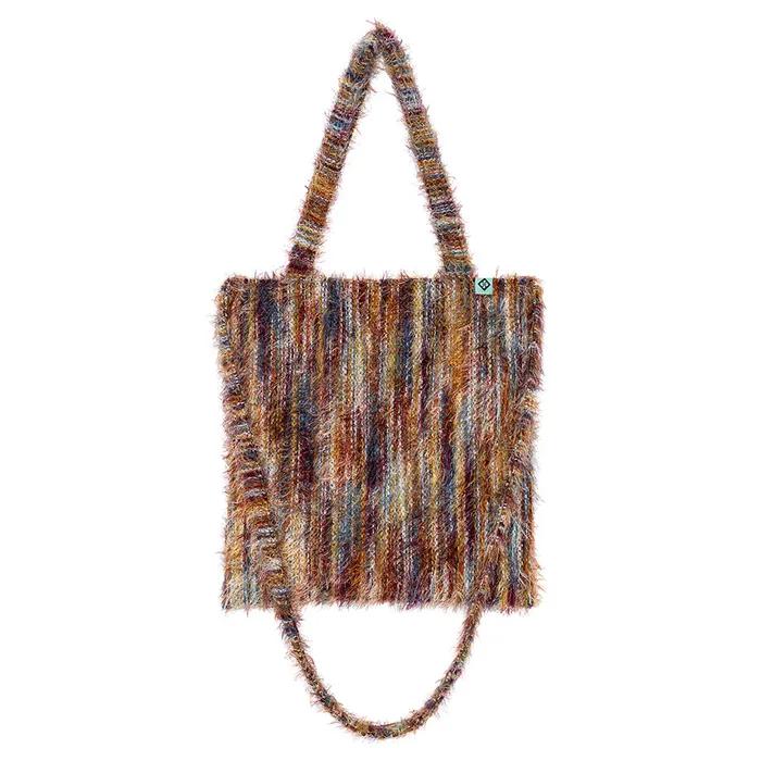 KNIT STRIPE TOTE BAG / orange