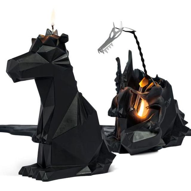 캔들 생일 워머 선물 PyroPet Dreki Dragon Candle (블랙) 금속 골격의 오리지널 드래곤 | 할로윈 장식 애호가를 위한 독특한 20시간 연소 시간 치 Black