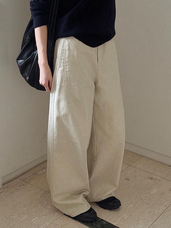 슬로우앤드 [🎁스프링세일] made. 피칸 디테일러 커브드 와이드팬츠 (+베이직/롱ver) - 2 size