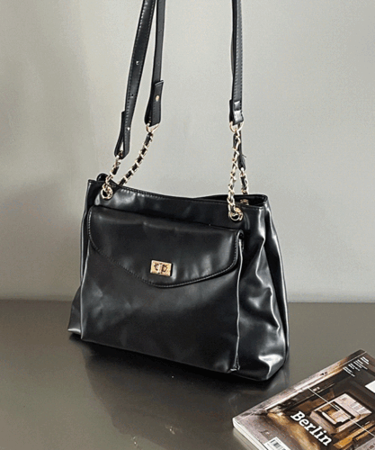 [가벼워요!]블랙 레더 가죽 에밀레 크로스백 숄더백