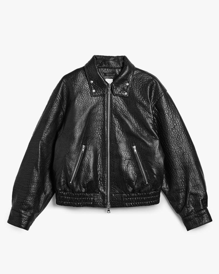 Beam Bomber Jacket Grainy Black Leather