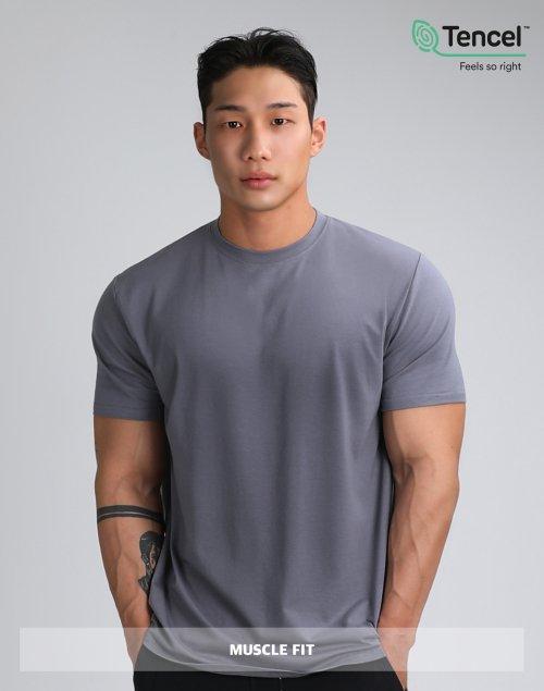 무지 모달머슬핏 반팔티 (슬레이트 그레이)