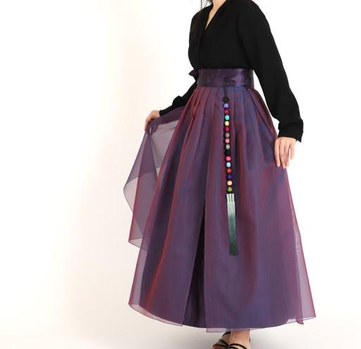 베이직 투톤 보라 갈래치마