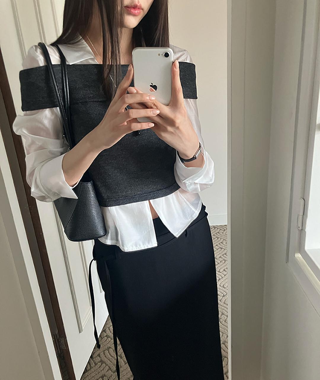 이즈카민 [무료배송]미니멀 레이어드 탑(2컬러)