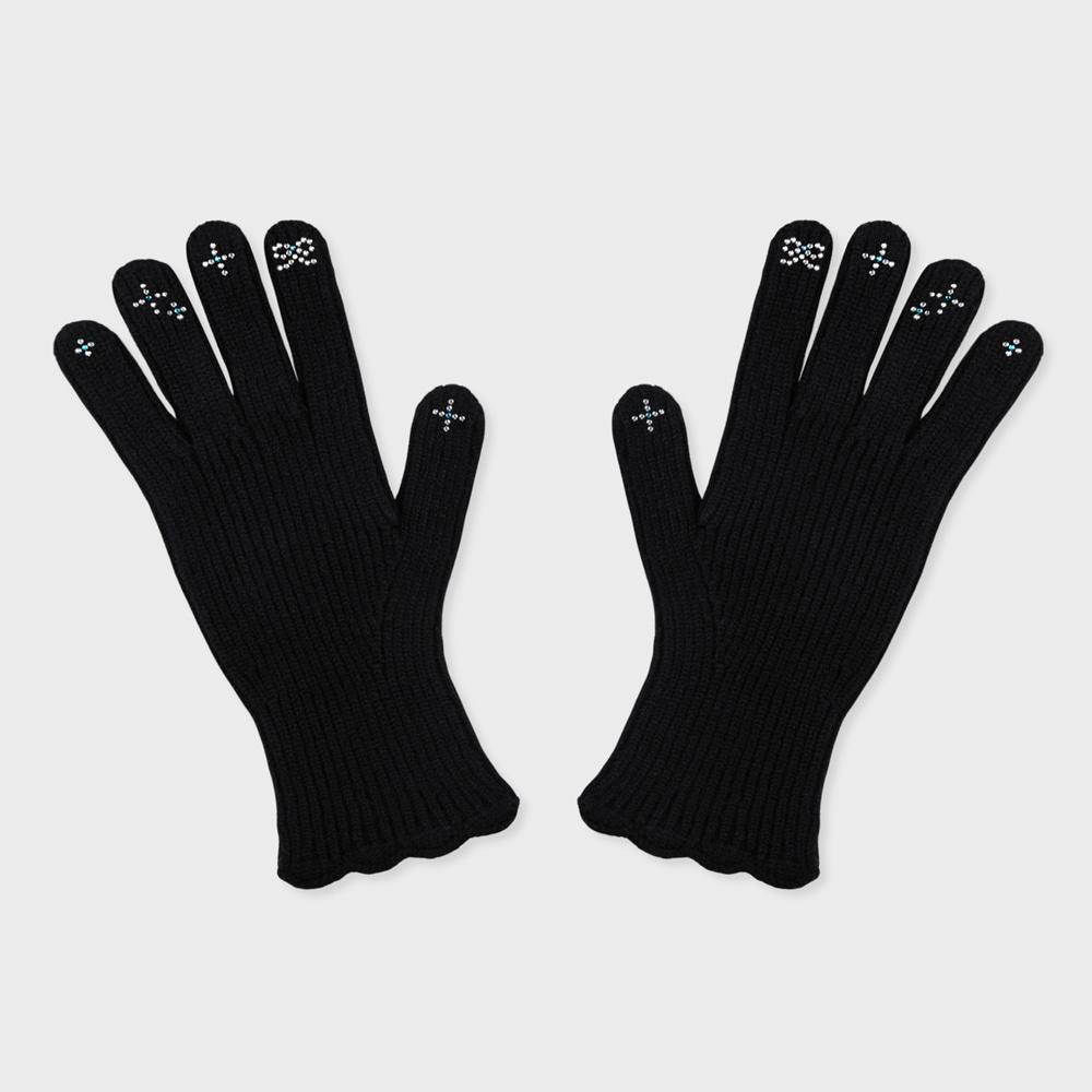 ribbon stone gloves black