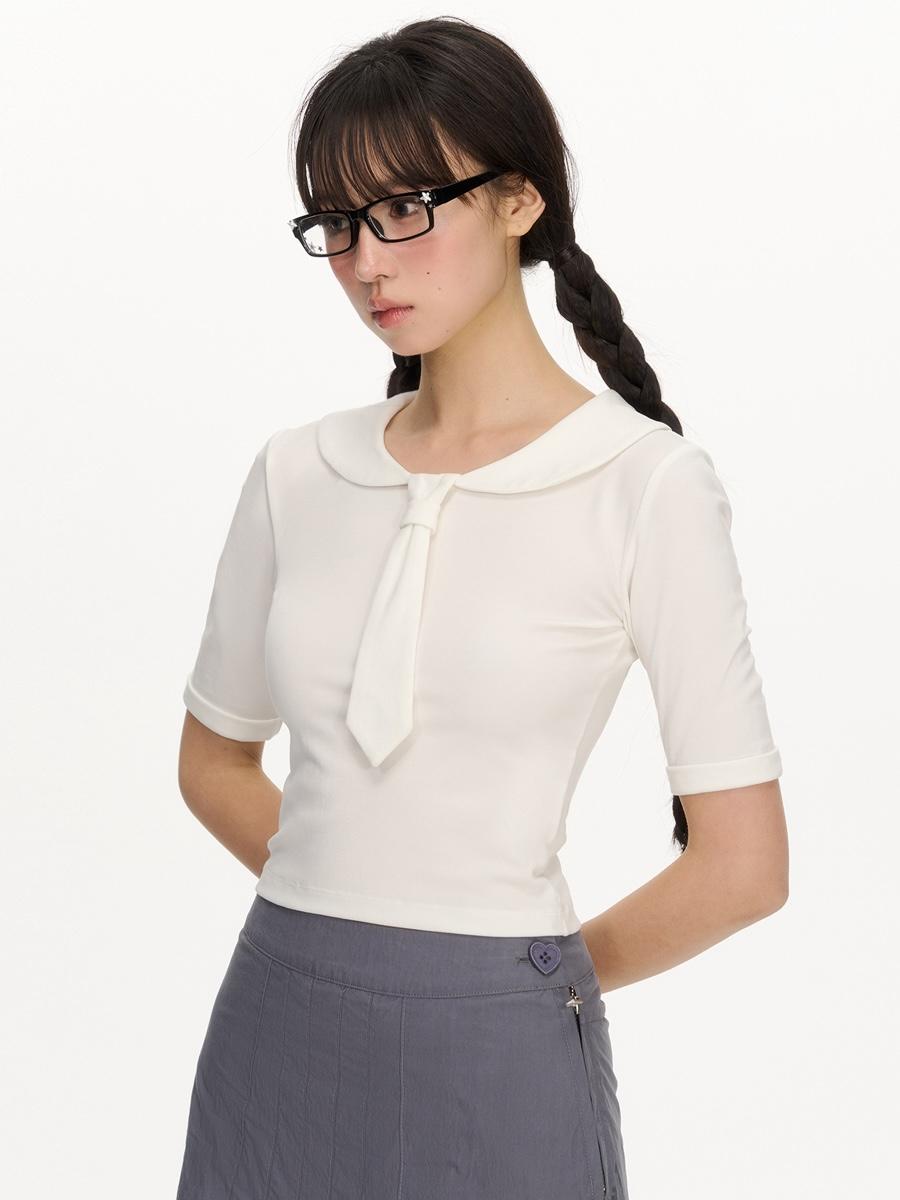 NECY STUDIO Sailor Tie Slim Top