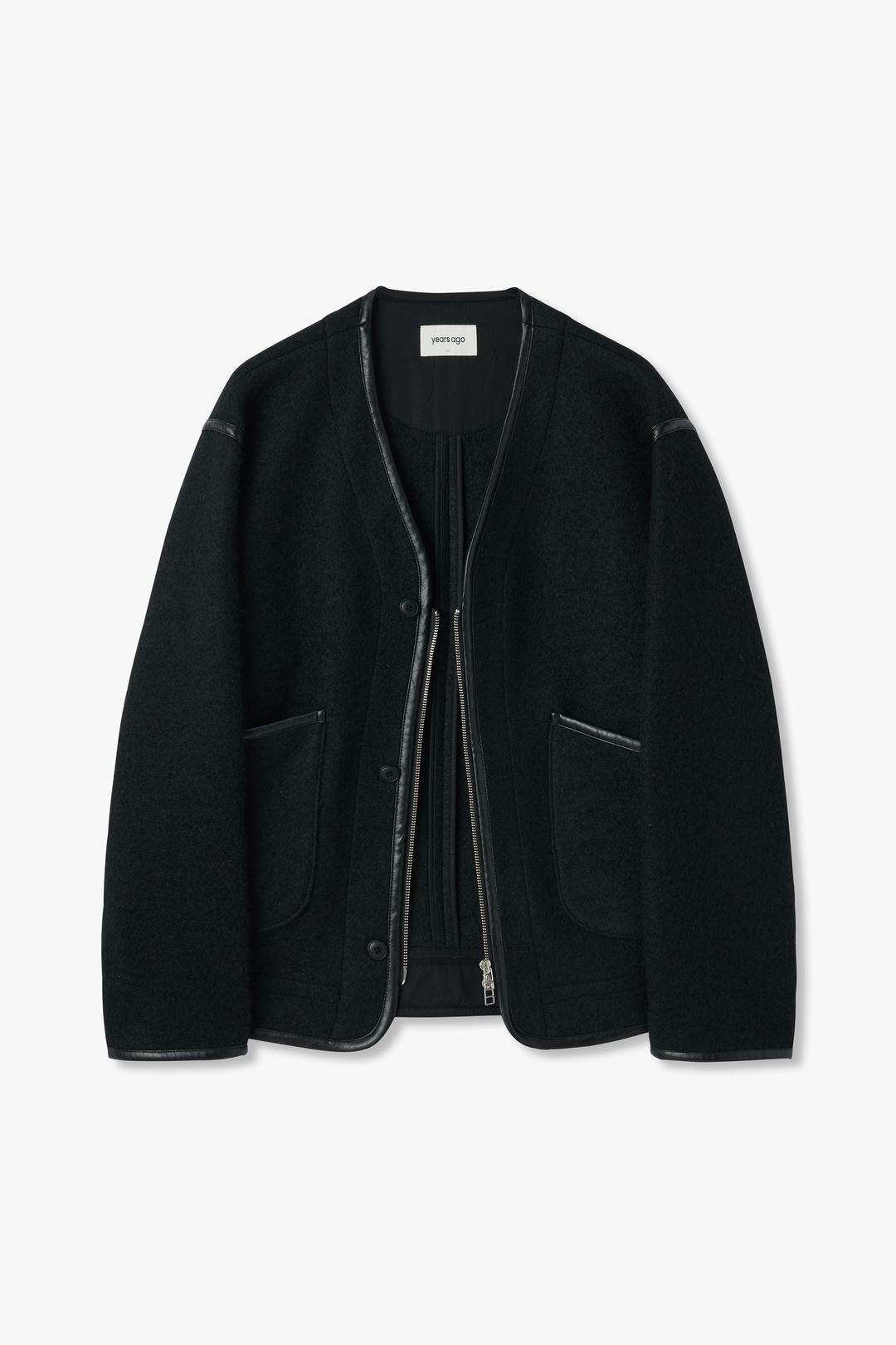 BLACK BUTTON ZIP JACKET