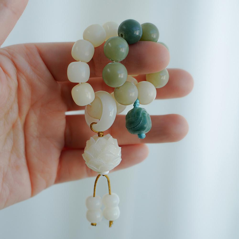 손가락 미니 염주 팔찌 반지 보리자 단주 보리수 불교 명상 합장 염불 선물 : 아미울