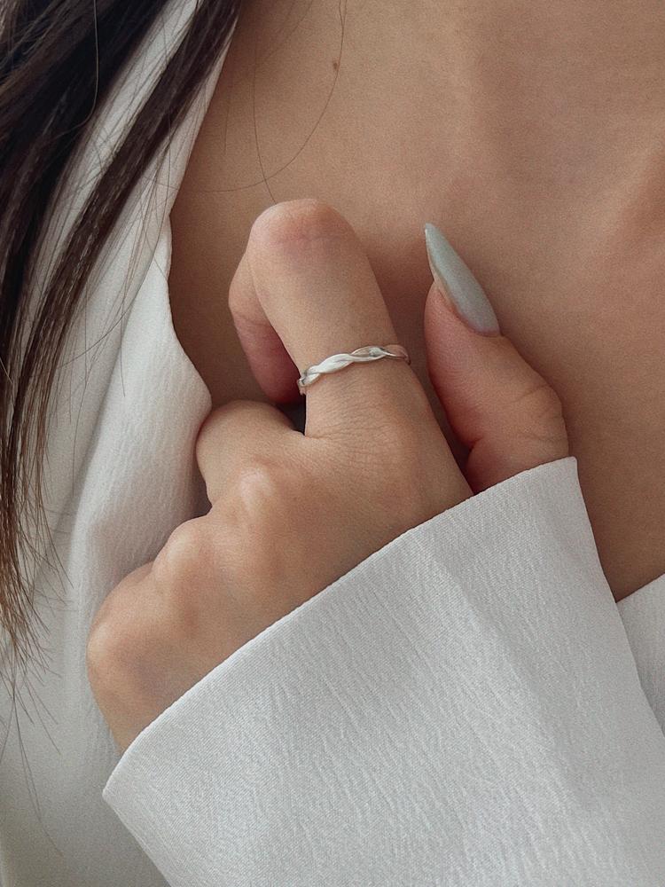 925실버 소르베 두줄 꼬임 웨이브 심플 반지-실버