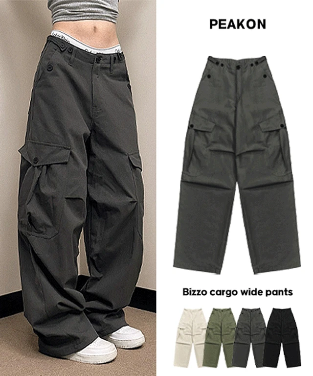 [허리조절팬츠!🐰] 쏘냐 치노 비죠 포켓 핀턱 빅카고 와이드 팬츠 카고팬츠/롱와이드/투웨이/힙한바지/스트릿/면바지/댄스