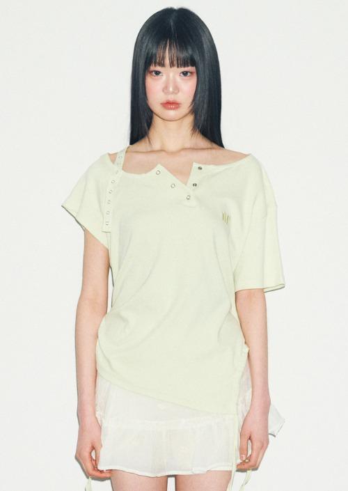 T18.00 Haff-off-shoulder Short-sleeved T-shirt _ Lime / 5월23일 출고