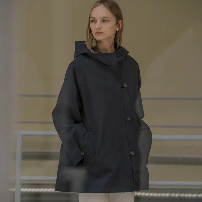 Hoodie half trench coat [KNFW02CT03]_Navy