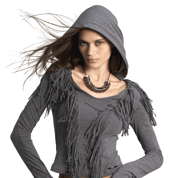 TANGLED SOFT HOOD TOP IN TAUPE