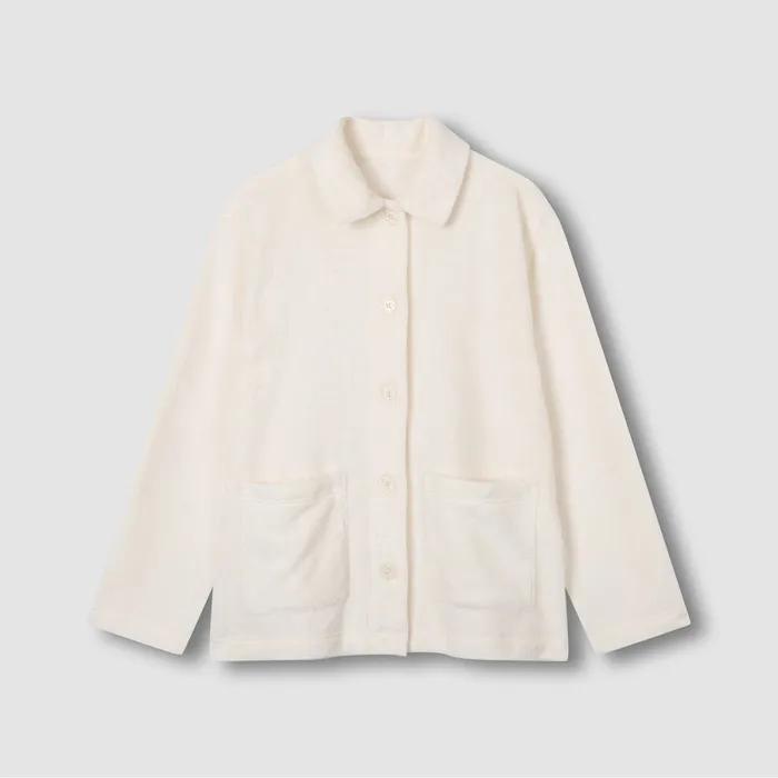 [JAJU/자주] 여 극세사 플랫 카라 파자마 셔츠_아이보리