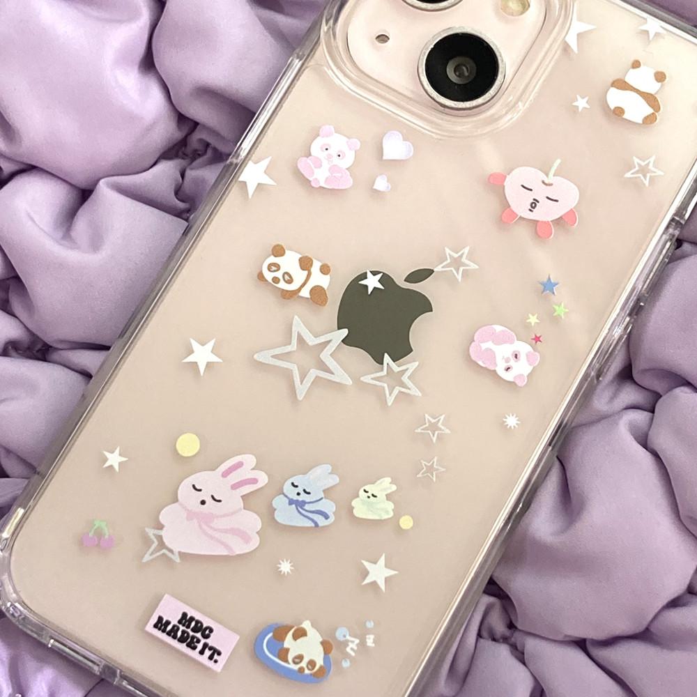 엠디씨 팬더 케이스 탱크 변색없는 아이폰 15 슬림 투명 젤리케이스