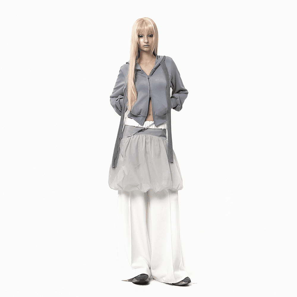 Muffler Boxer Crop Hoodie / Grey