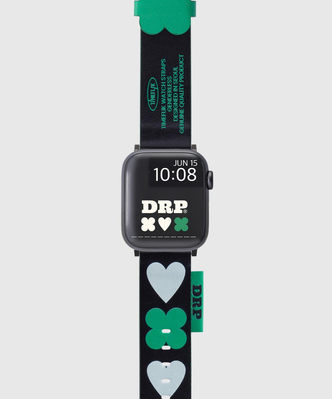 타임플릭 드롭드롭드롭 소가죽 애플워치 스트랩 - 럭키 하티 블랙베리