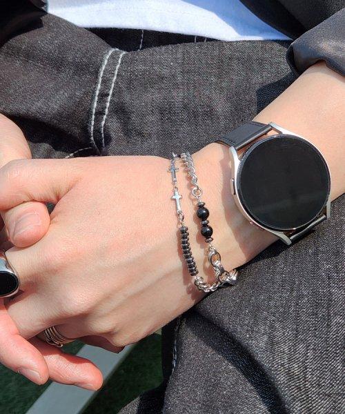 써지컬스틸 체인 & 비즈 믹스 팔찌 _ 블랙