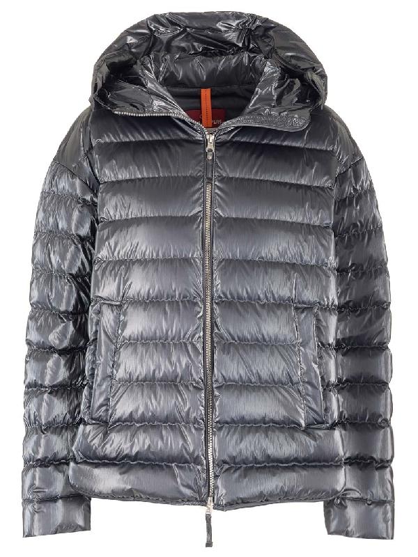 그레이 나일론 후드 패딩 자켓