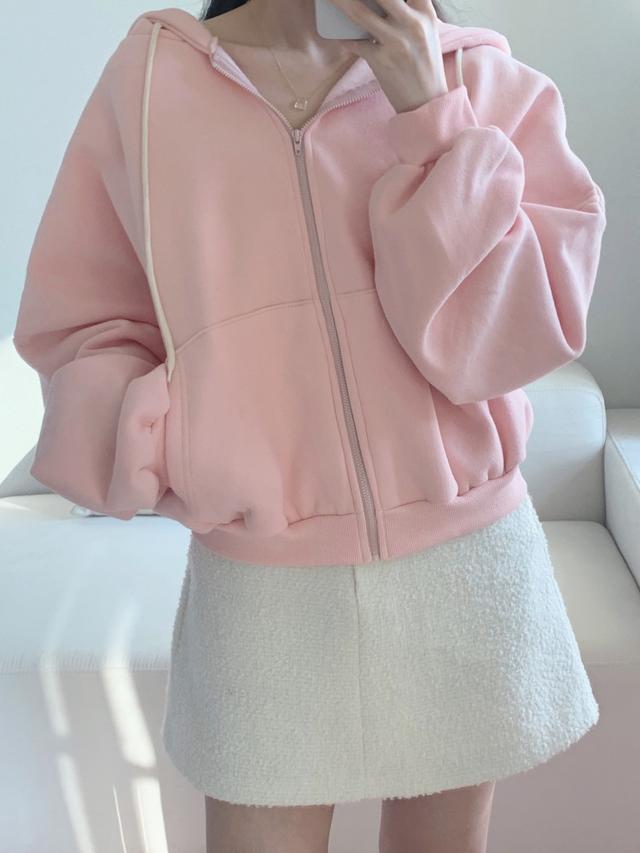 [사장픽] Peach mango hood zip-up 기모 연핑크 핑크 후드집업