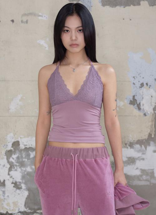 애즈온(ASON)  CINDY LACE HALTER TOP / LIGHT-PURPLE - 사이즈 & 후기 | 무신사