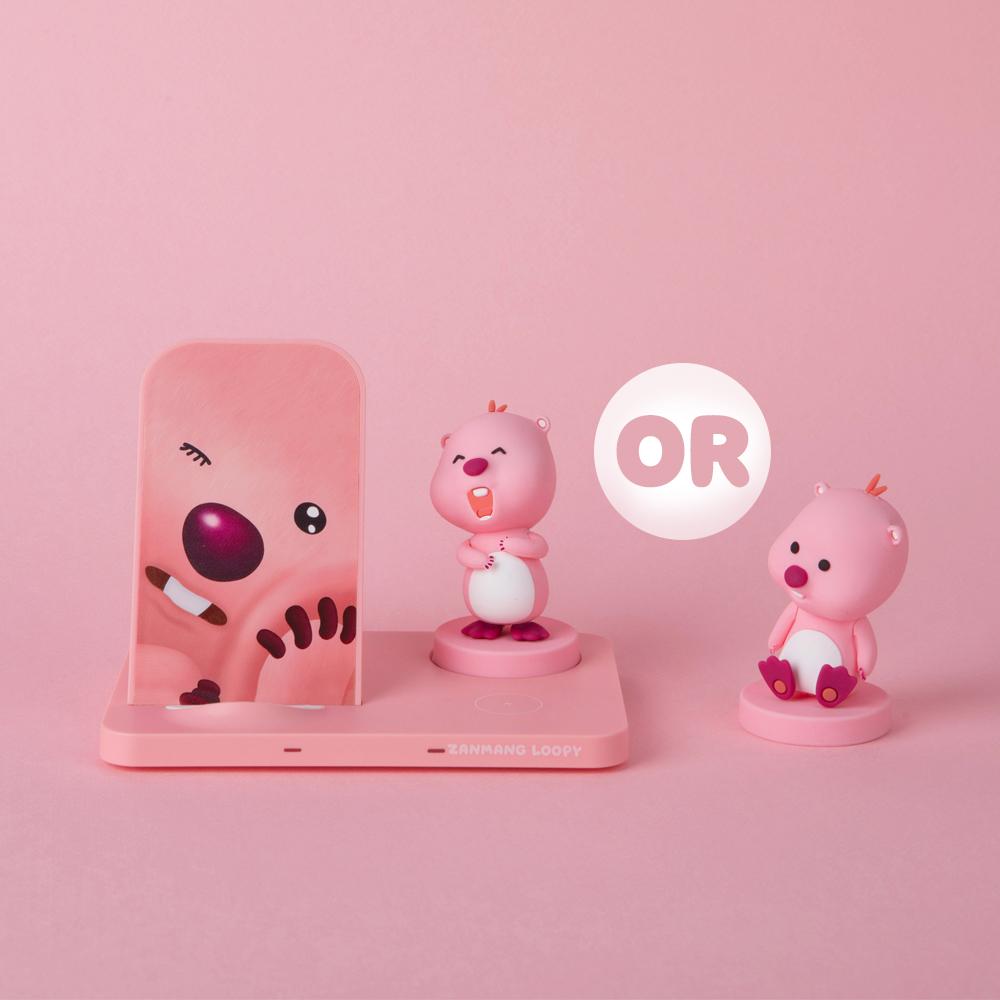 [귀여운 선물,데스크테리어,2in1충전기]잔망루피 듀얼 고속 무선충전 거치대 집들이 신혼 인테리어 소품 선물