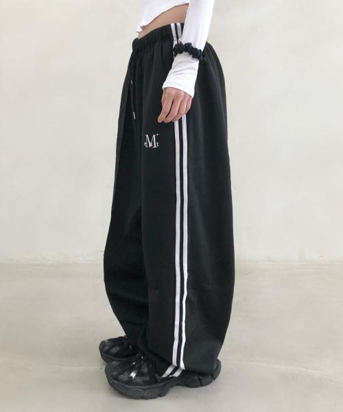 라칸 사이드 라인 스트링 와이드 팬츠 남녀공용