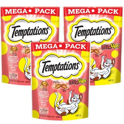 템테이션 고양이 믹스업 간식, 혼합맛(닭고기/연어..., 160g, 3개 - 스낵 | 쿠팡