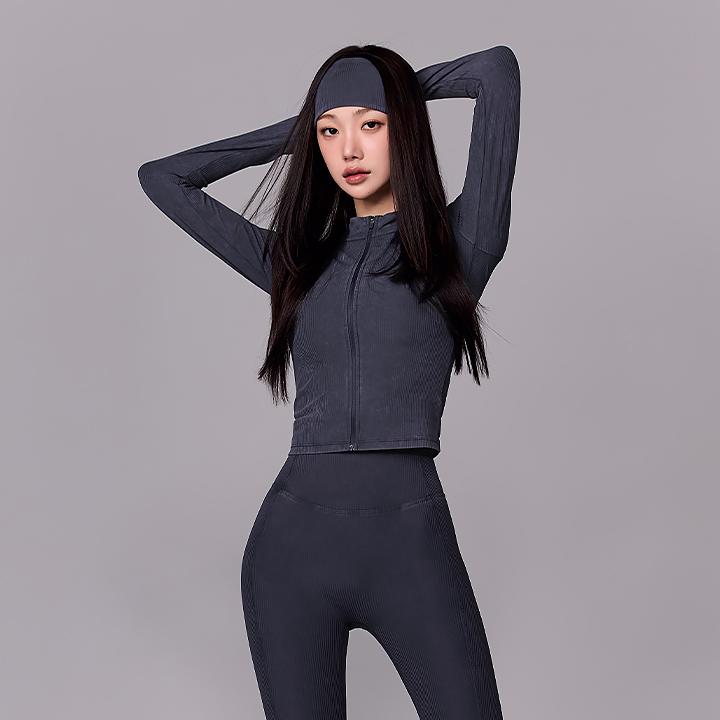 워싱 리브드 슬림핏 집업자켓