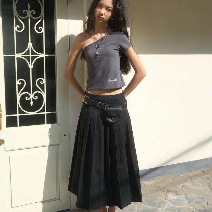 Fan Pleats Skirt / Black