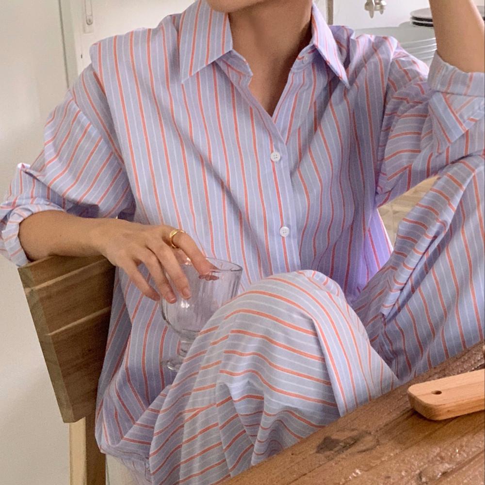 젬마 스트라이프 순면 파자마 세트 (2color)