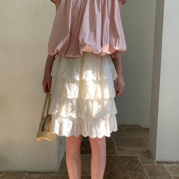 MAP Cream Lace Straight Cake Skirt