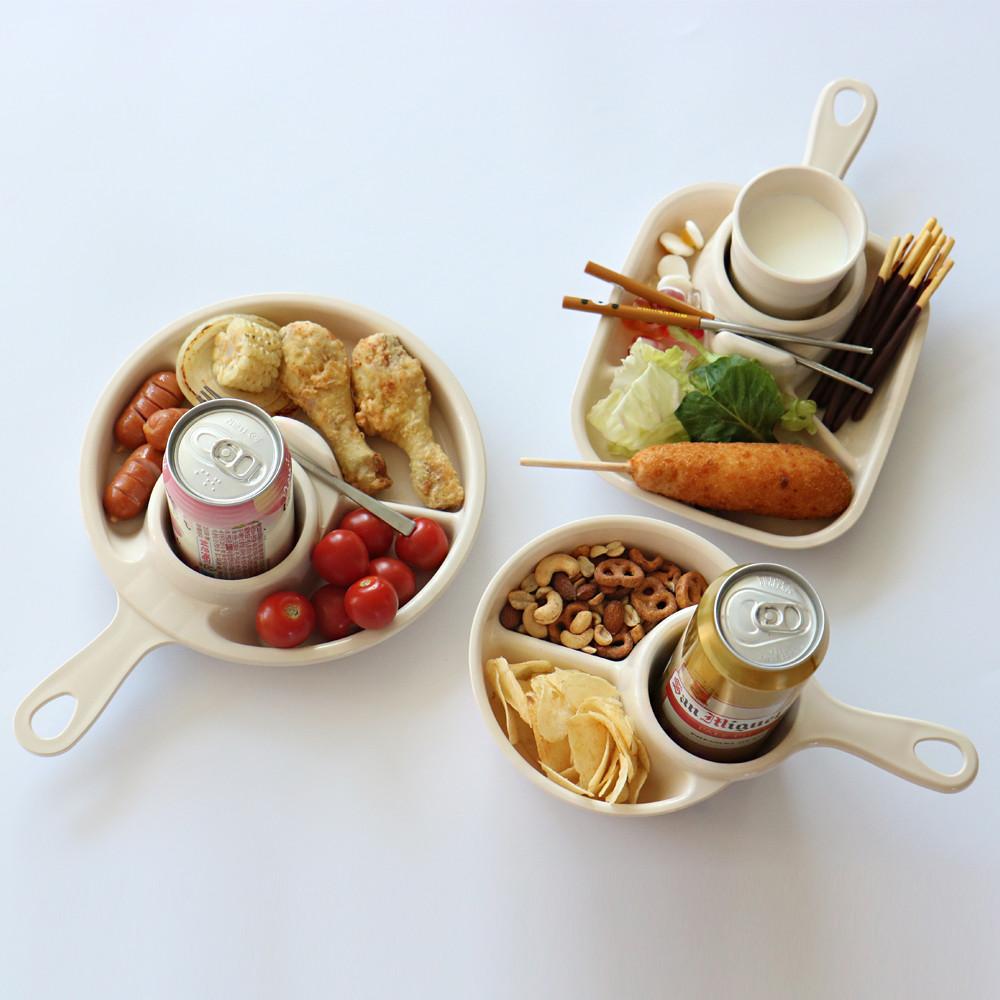 손잡이 혼술 간식 안주 캠핑 트레이 나눔식판