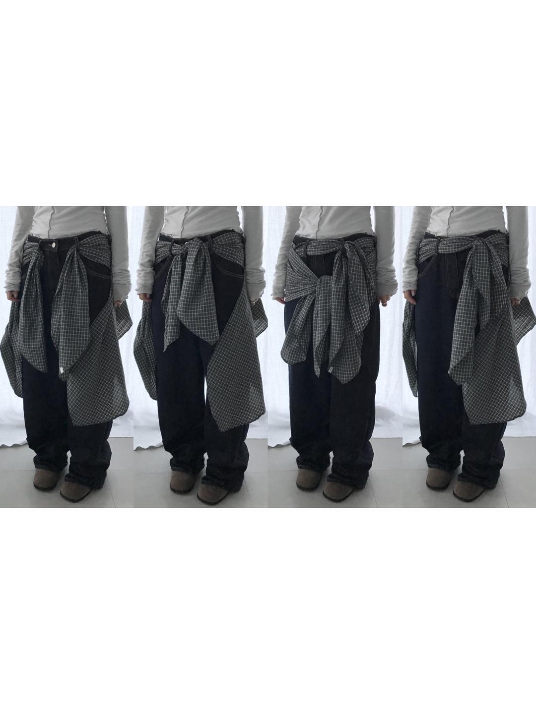 (best) multi-layer check wrap skirt