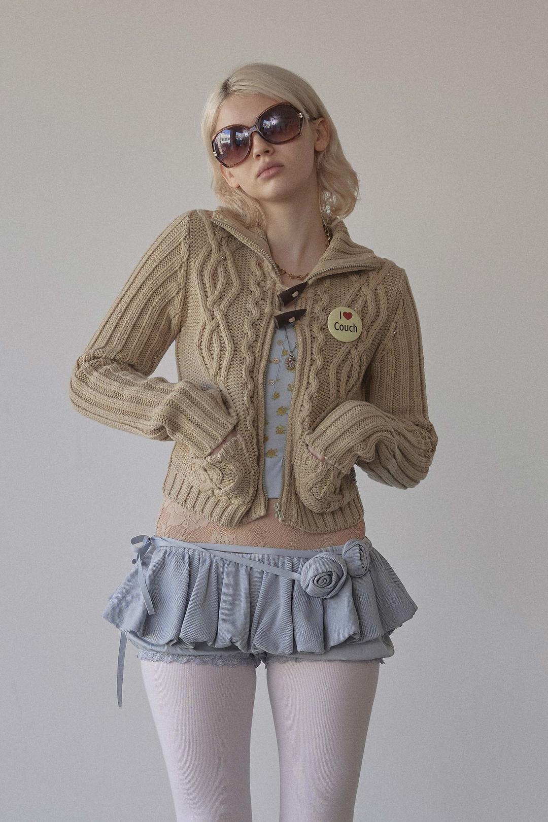 Two Way Cable Cardigan Natural