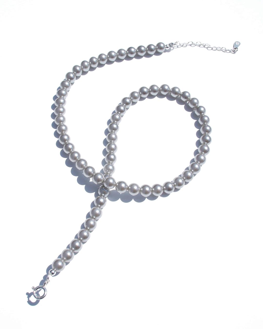 GlASS PEARL NECKLACE _ SILVER GREY