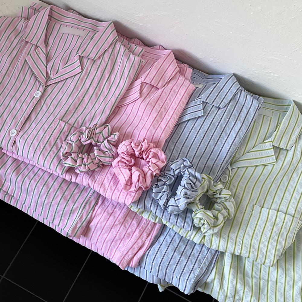 스트라이프 시어서커 잠옷 커플잠옷 파자마 세트