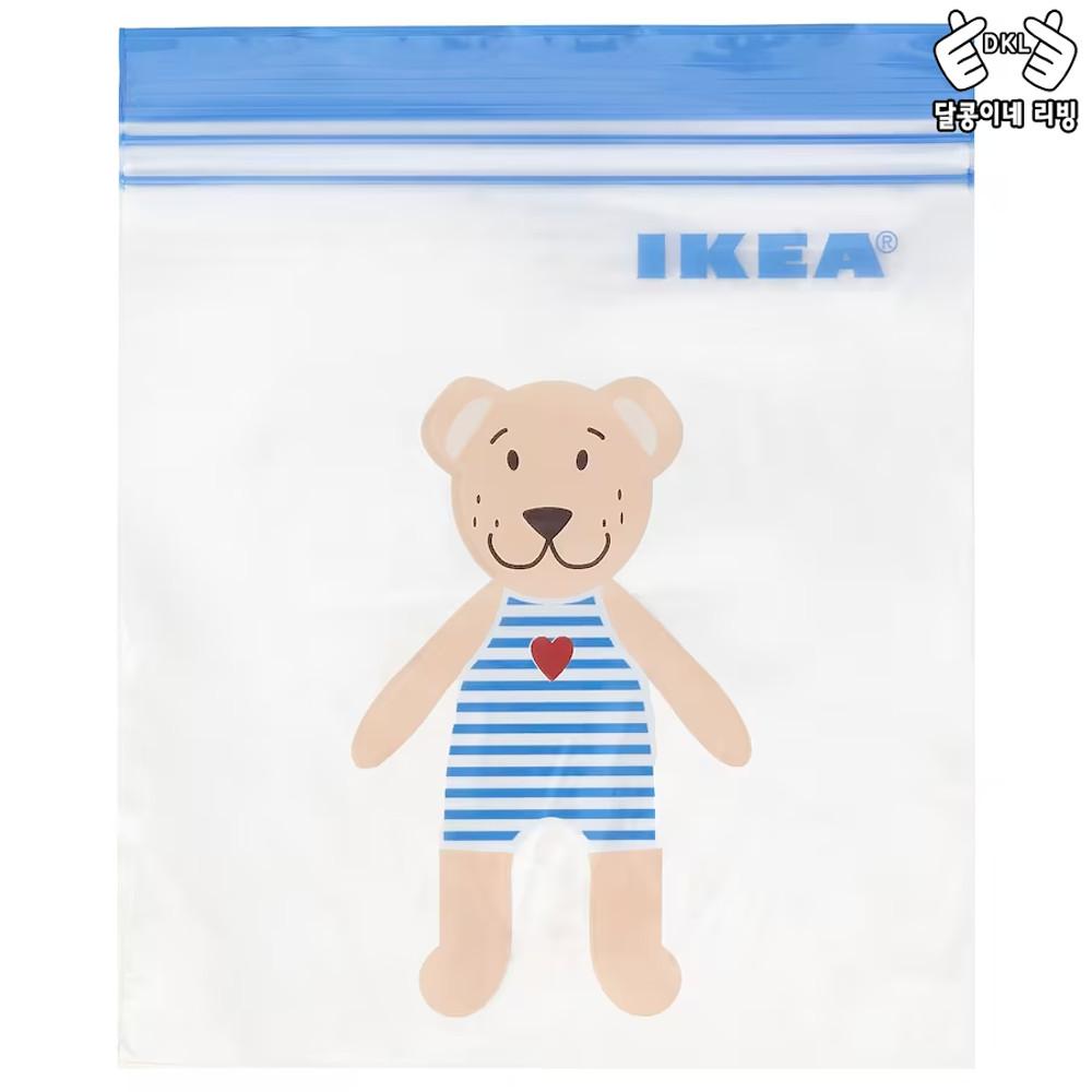 이케아 지퍼백 중 1L 25매 이스타드 곰돌이 이중잠금 냉동 소분봉투 재밀봉