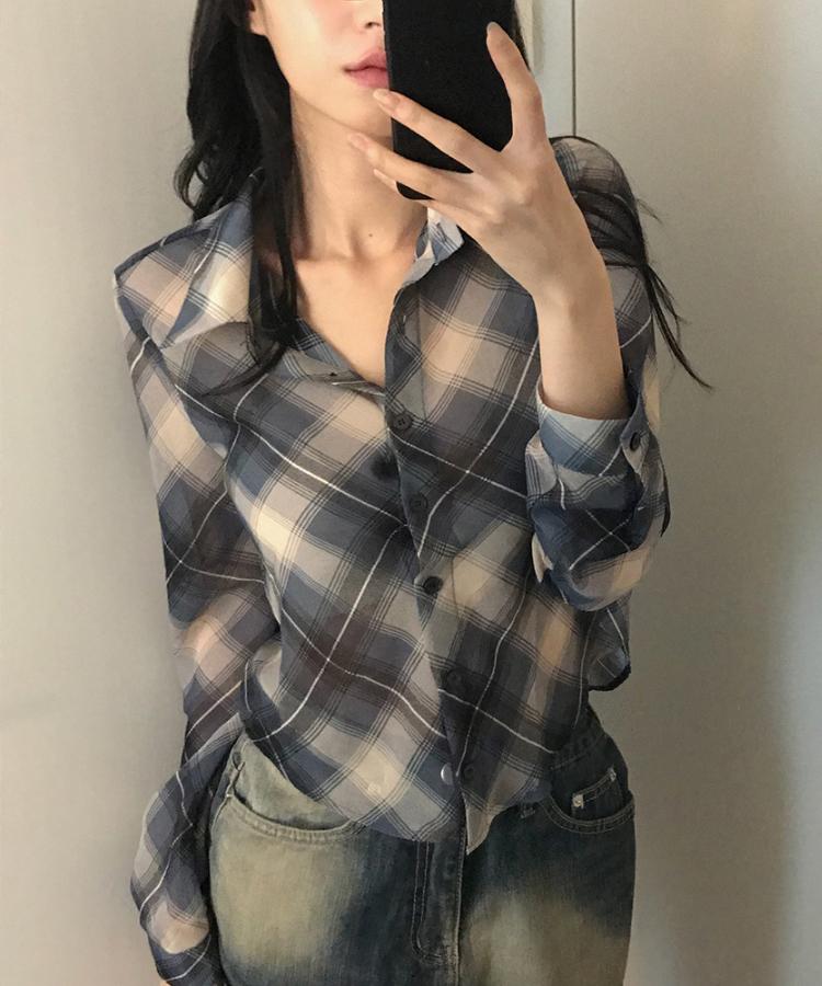 [단독입고] 블루 체크 셔츠