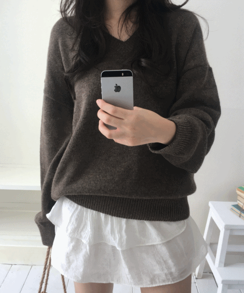 [알파카소재] 카카오 브이넥 니트 7color