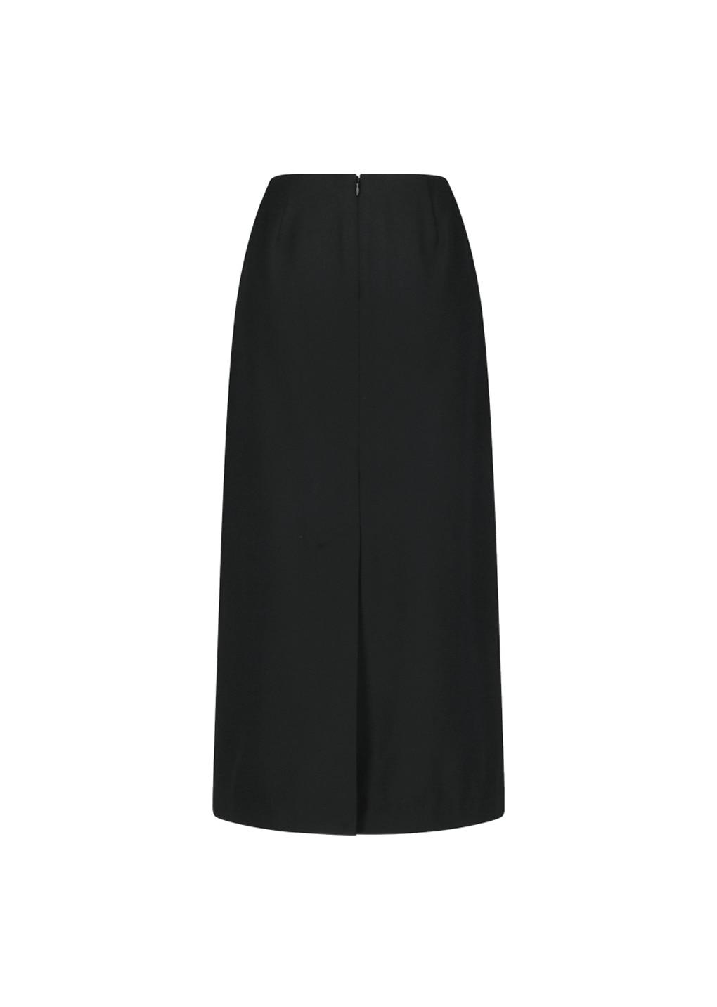 wool maxi long skirt, black