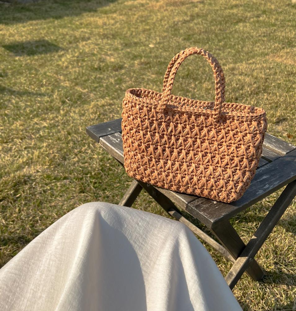 DIY 라탄 바스켓백 코바늘 가방뜨기 영상포함 뜨개질 만들기 키트 털몽치 패키지 라피아