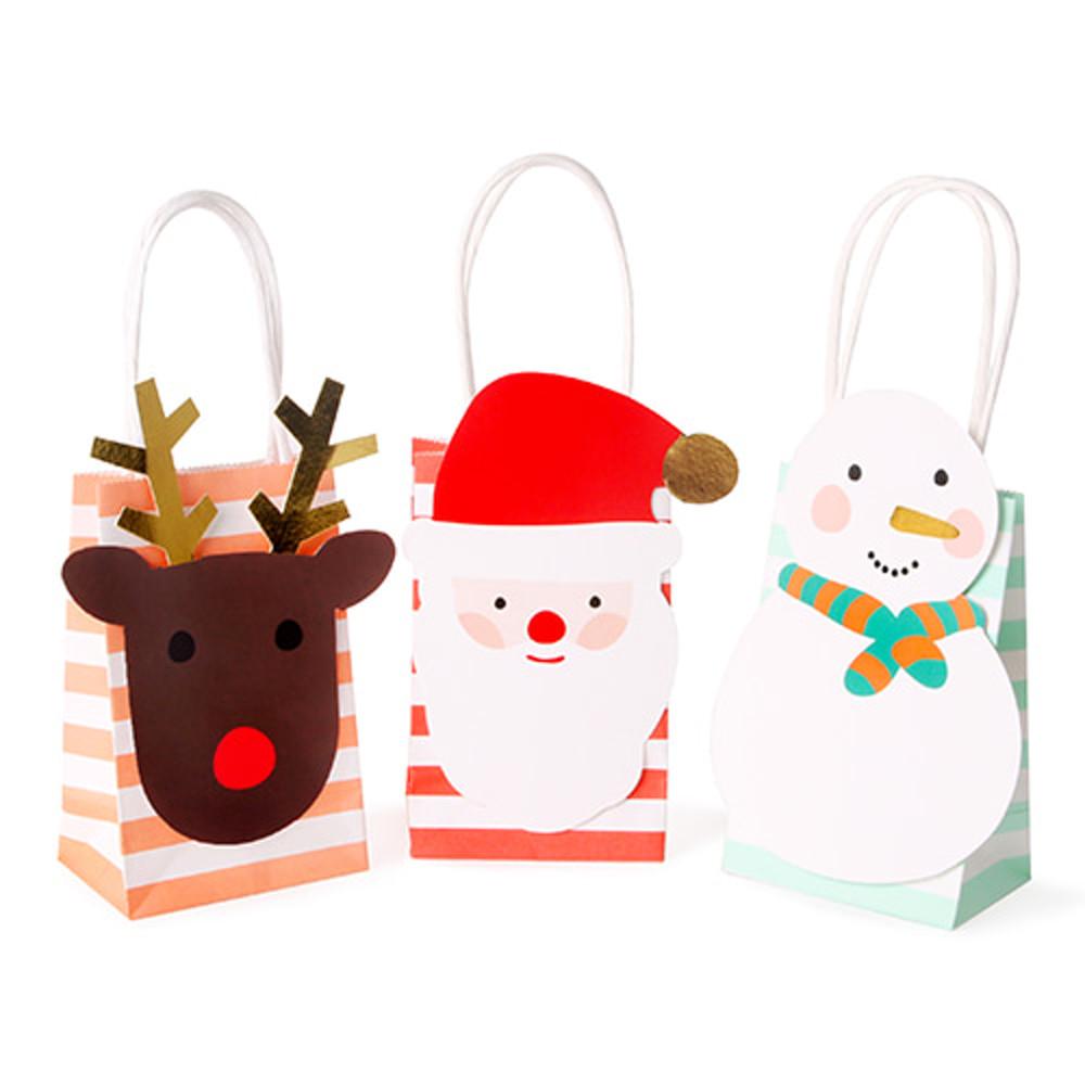 산타와 친구들 쁘띠 스트라이프 쇼핑백 3set