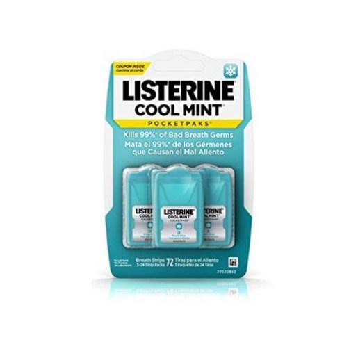[미지의찬장]리스테린 포켓팩_쿨민트 후레쉬 버스트 휴대용 필름 브레스 스트립 구강 청결제 구취 제거제 3팩 입냄새 제거제 먹는 가글 필름형, 72ml, 1개 - 구강청결제 | 쿠팡
