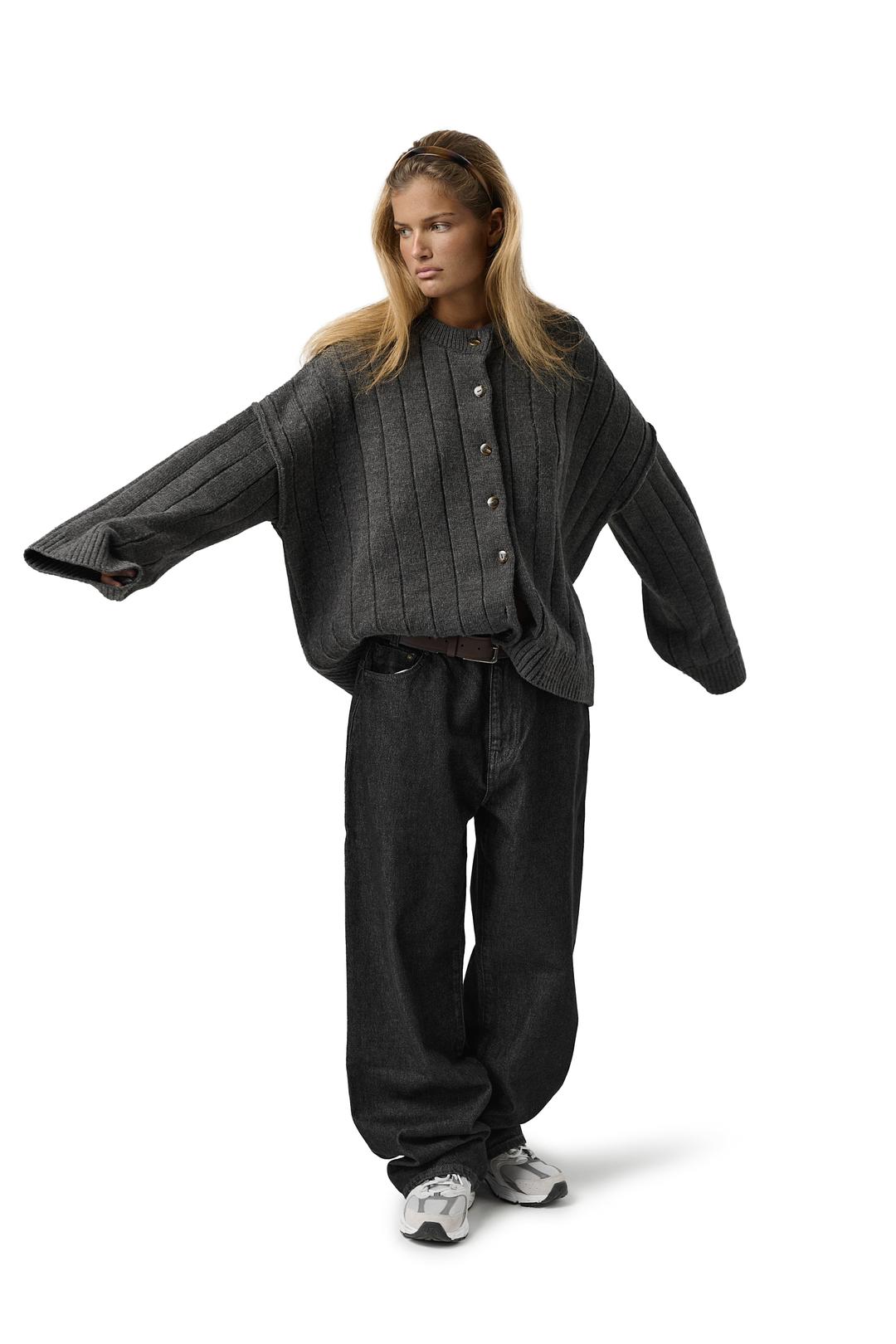 Bryant Button Cardigan in Charcoal - 2XS