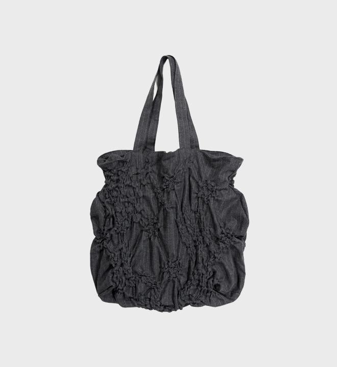 Gathered Structured Shoulder Bag (Stripe)